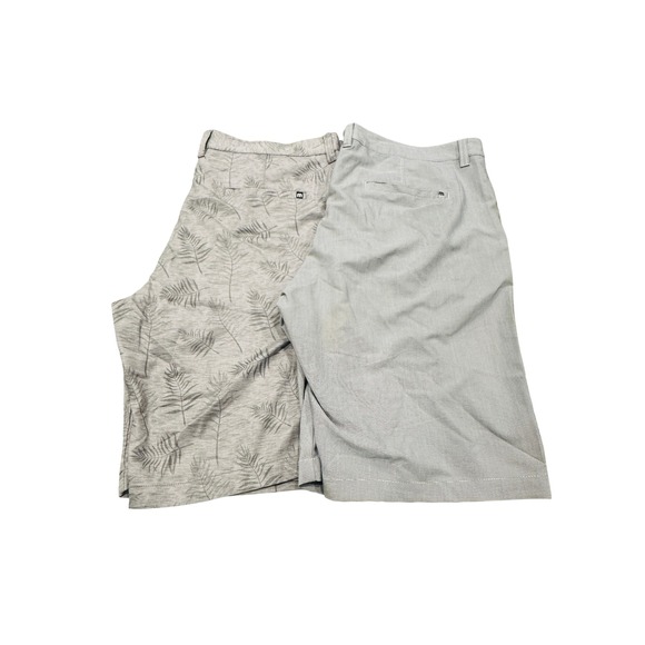 lot of 2 Travis Mathew Men's Size 40 Golf Shorts Palm Leaf Print & Solid Grey - Picture 15 of 15